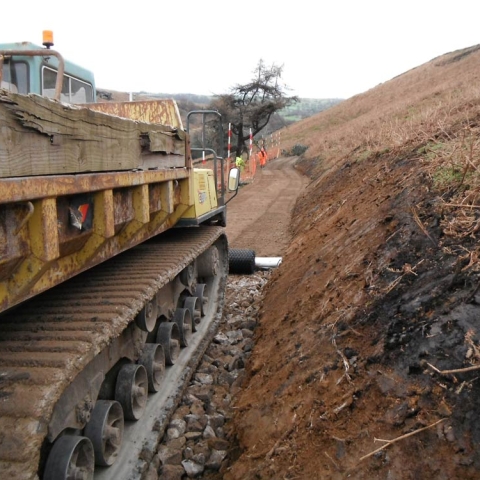 Contractors making progress with drainage and stabilisation works on the slopes above the A59 at Kex Gill