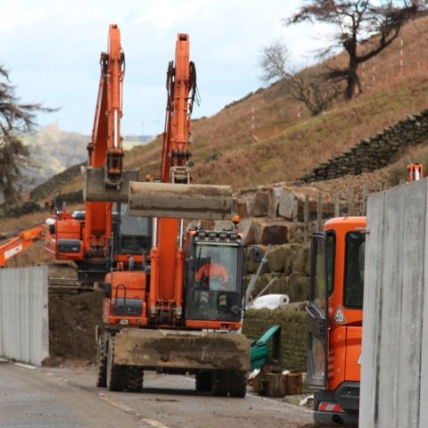 Contractors making good progress with drainage and stabilisation works on the slopes above the A59 at Kex Gill