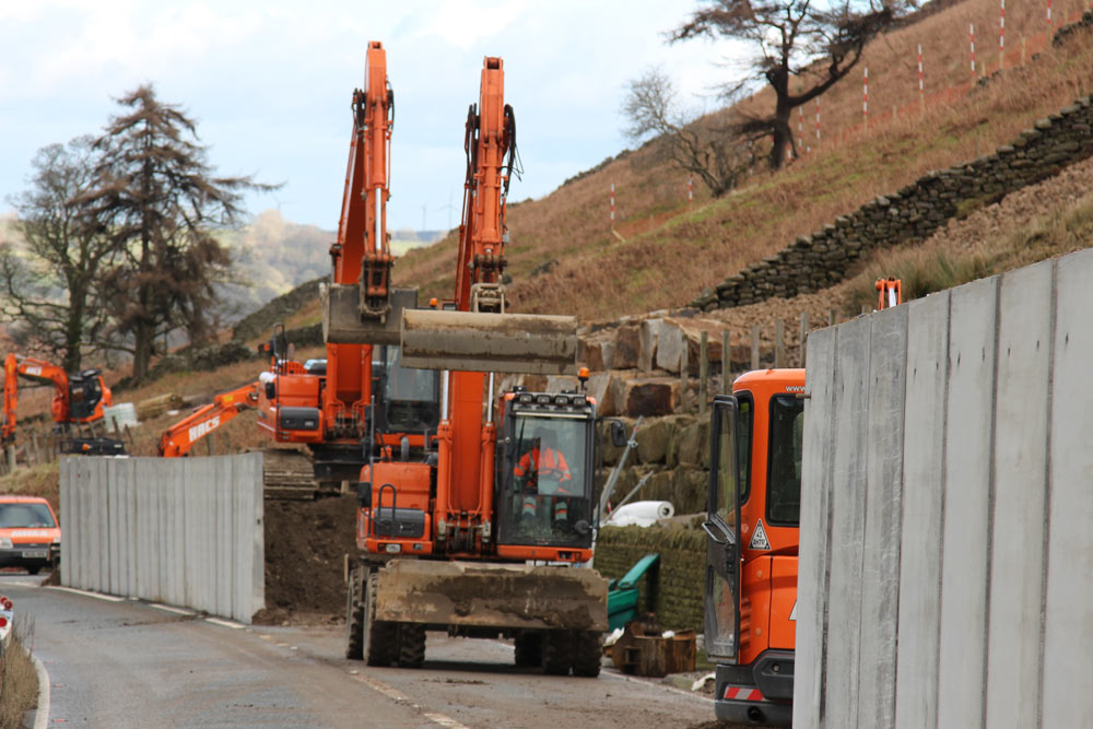 Contractors making good progress with drainage and stabilisation works on the slopes above the A59 at Kex Gill