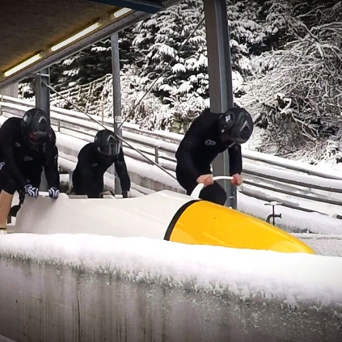 Bobsleigh team in action
