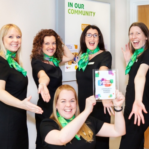 Yorkshire Building Society colleagues at the Knaresborough branch receive a Society Matters Award