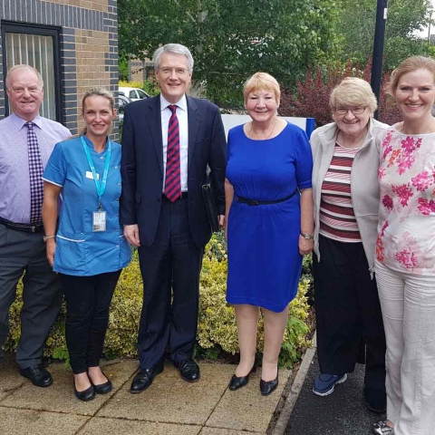 Andrew Jones MP meets members of the team at Continued Care, including directors Samantha Harrison and Christine Mitchell, and associate director Helen Walker