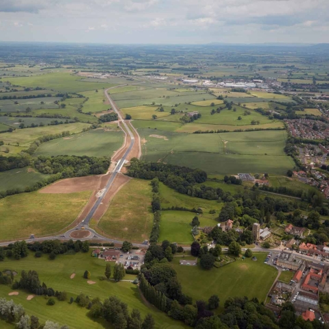 Bedale bypass looking east from Bedale roundabout towards the A1(M)