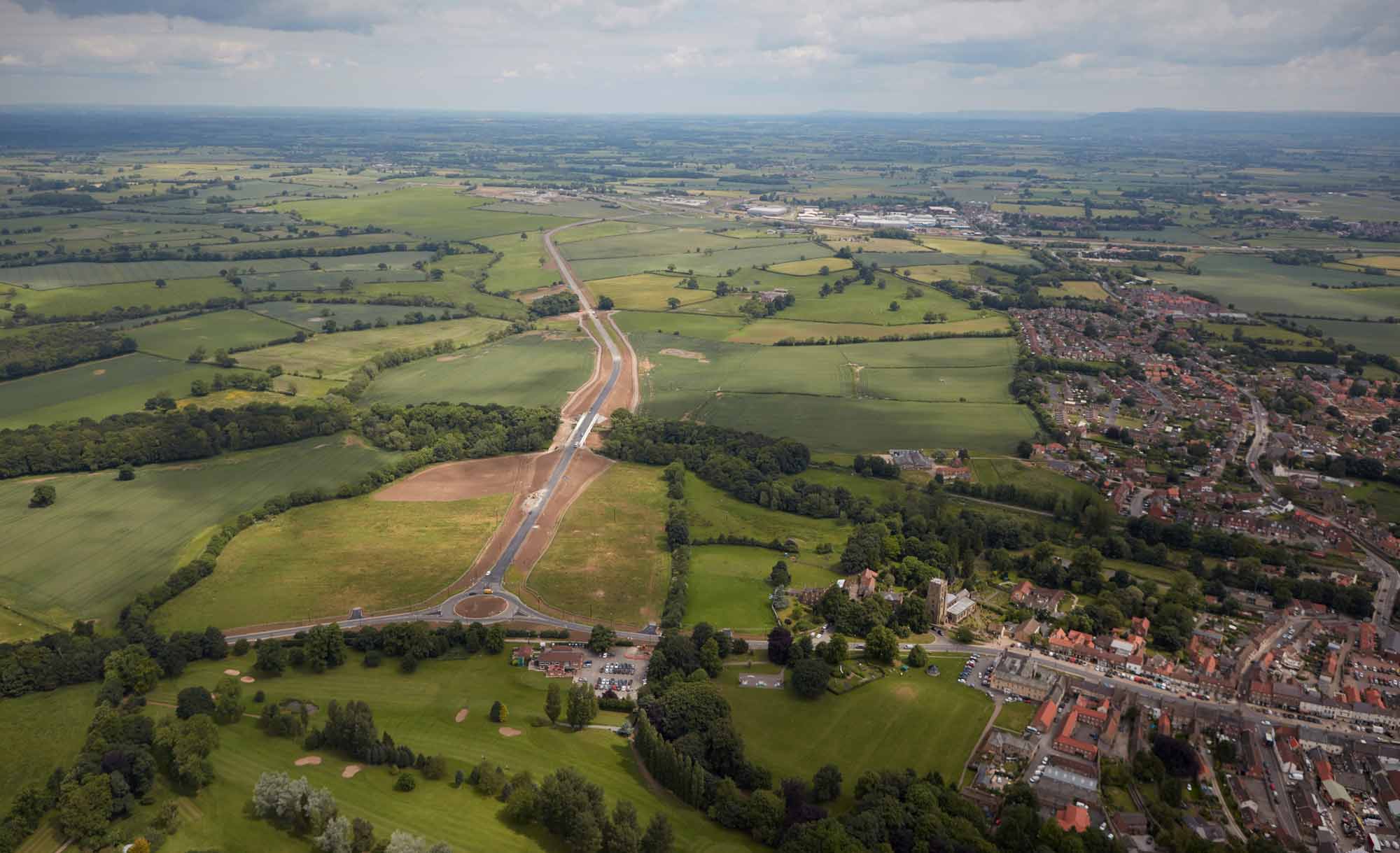 Bedale bypass looking east from Bedale roundabout towards the A1(M)