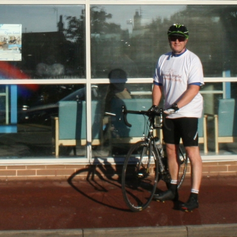 Andrew Alldred outside Harrogate District Hospital