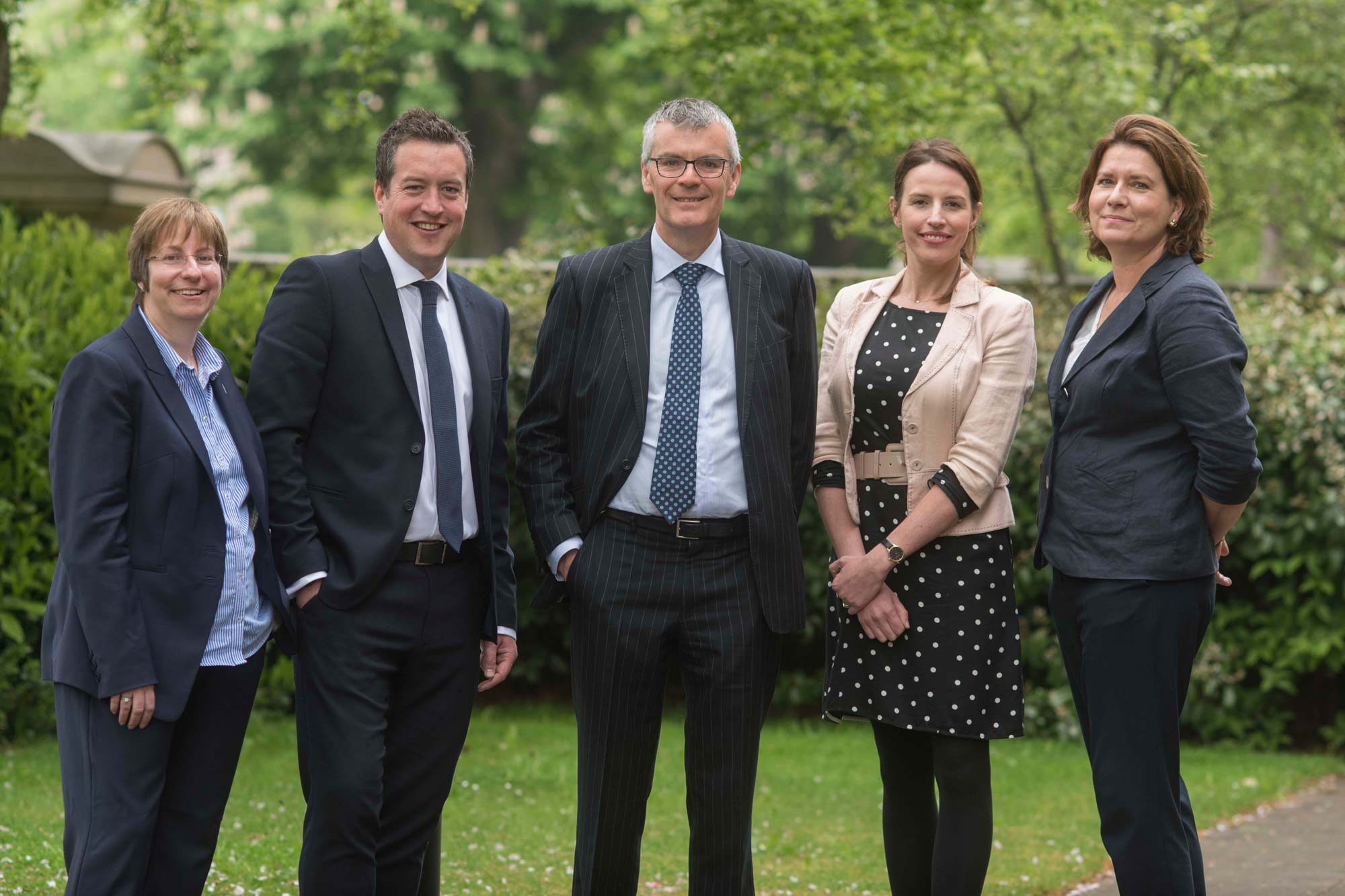 The Partners at Saffery Champness in Harrogate are offering post A’Level candidates an alternative to university. L-R Sally Thomas, Jonathan Davis, Martin Holden, Sally Appleton and Alison Robinson