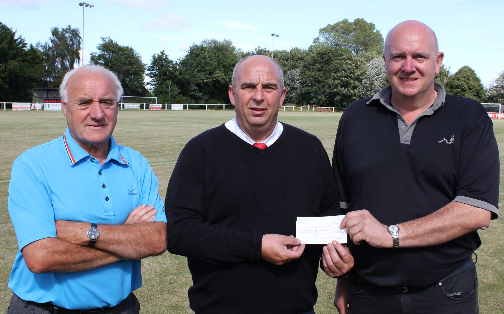 rian Clifford (Left) & Graham Gotts (Right) Being Presented With The Cheque By Knaresborough Town Chairman Peter Plews (Center)