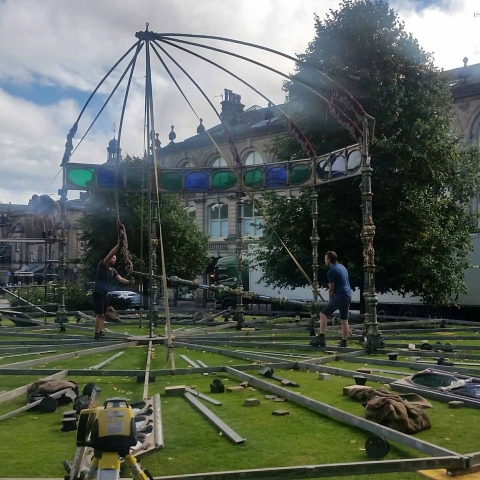 The Spiegeltent under construction