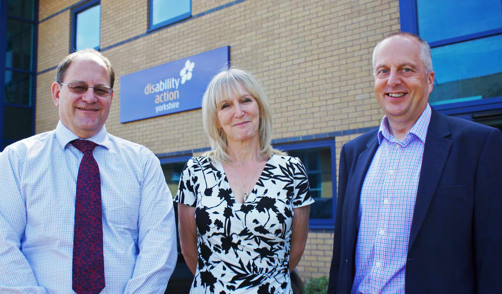 Chairman of The Board! Disability Action Yorkshire’s new Chair, Neil Revely (right) with outgoing Chair, Martyn Weller and Disability Action Yorkshire Chief Executive, Jackie Snape