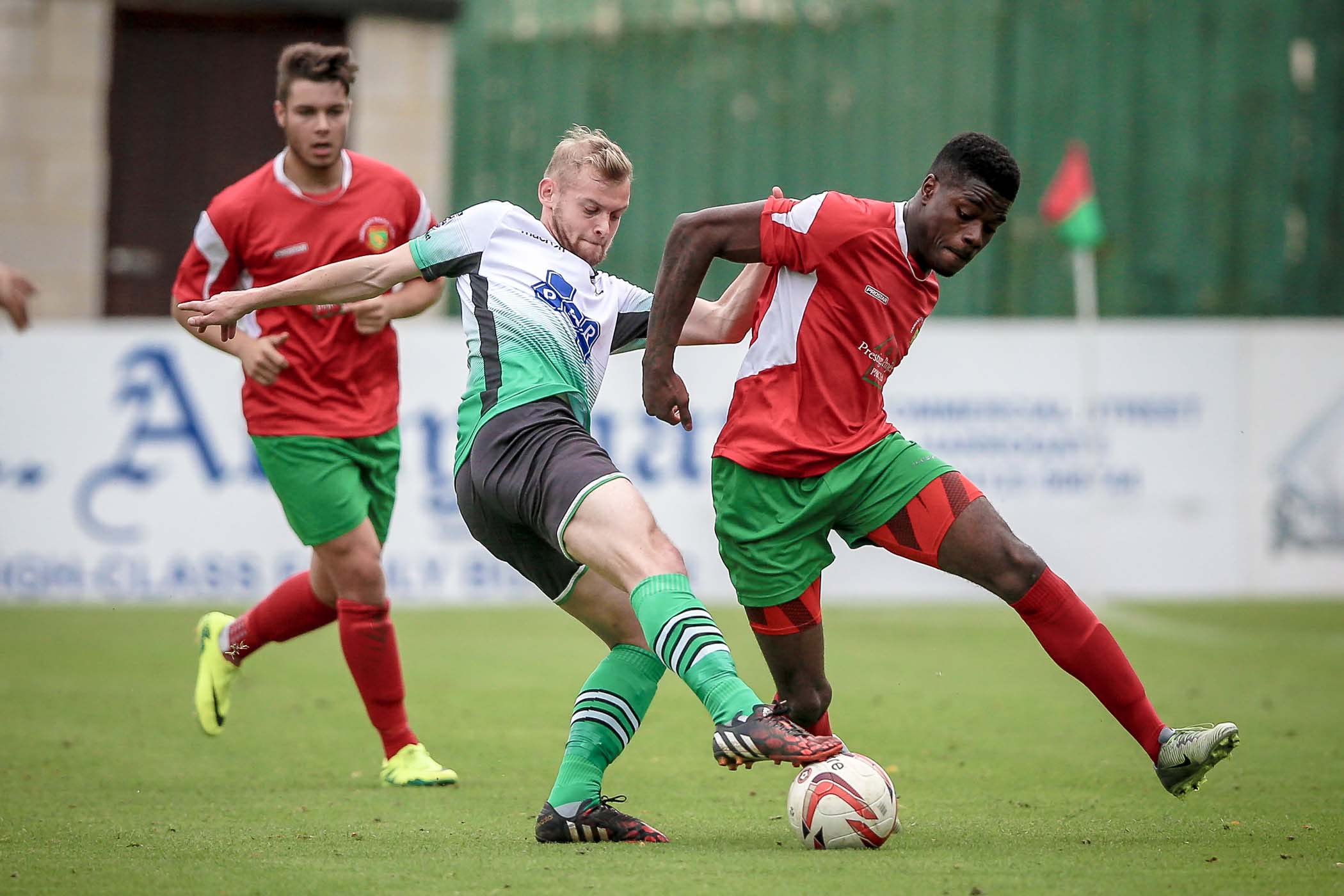 Brandon Deane turns and runs with the ball. Brandon scored for Railway, the game ending 3-1 to the visitors