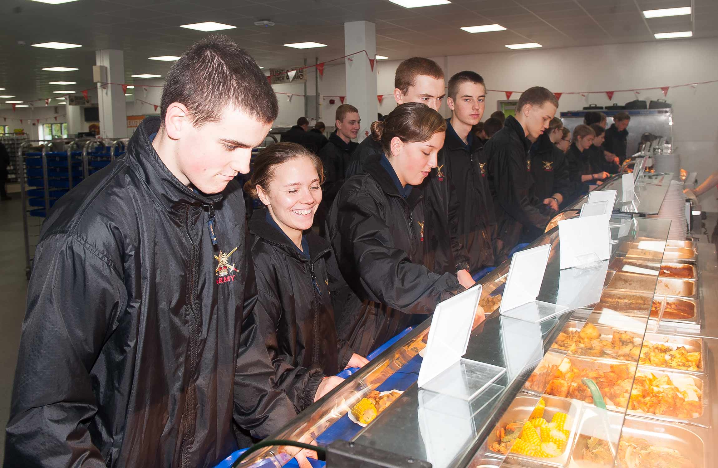 Junior Soldiers help themselves to curry