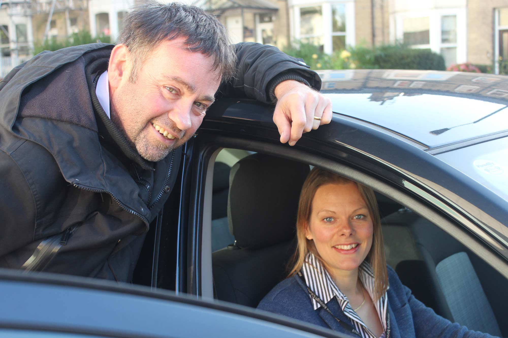 Two’s company: Lift sharers Mark Lee and Sarah Whittaker, who have been using harrogatecarshare.com since 2013