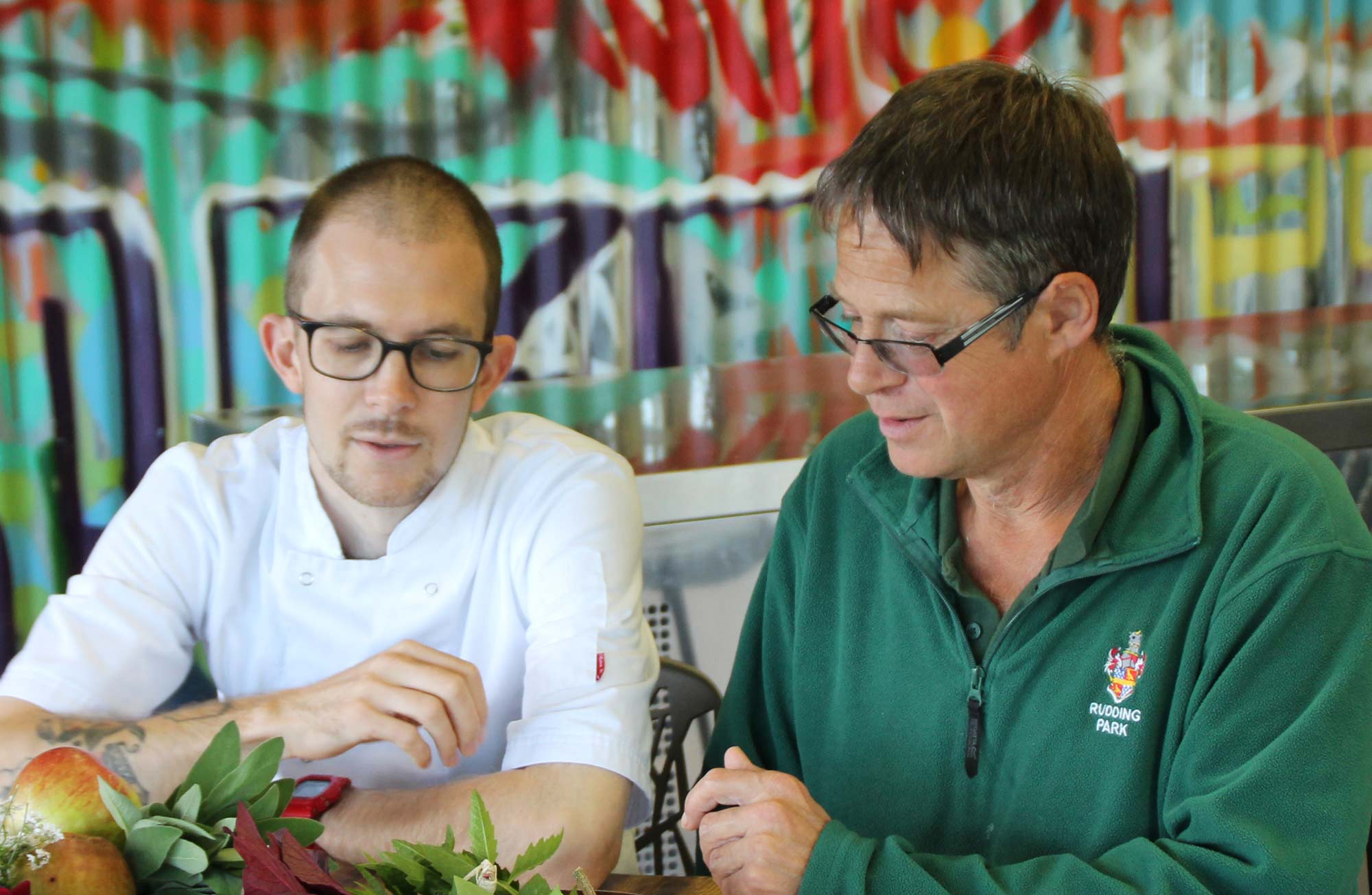 Murray Wilson, Horto Head Chef with Adrian Reeve Kitchen Gardener rudding park harrogate