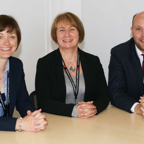 Rossett School headteacher Helen Woodcock, centre, with new deputy headteachers Laura Macaulay and Chris Stone