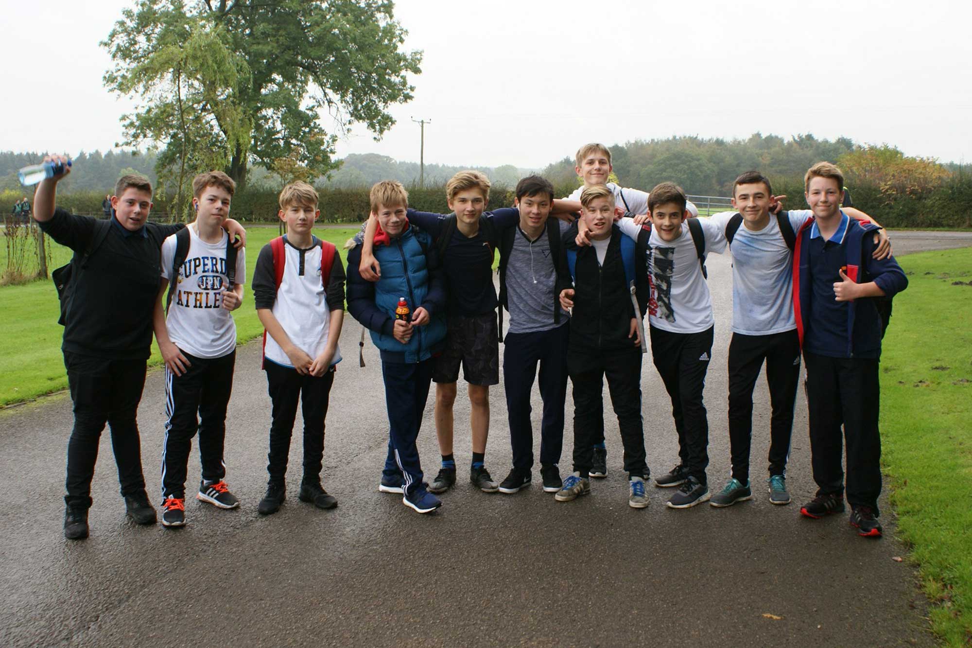 Students on the Rossett School Sponsored Walk, covering 20km in one day to raise money for good causes