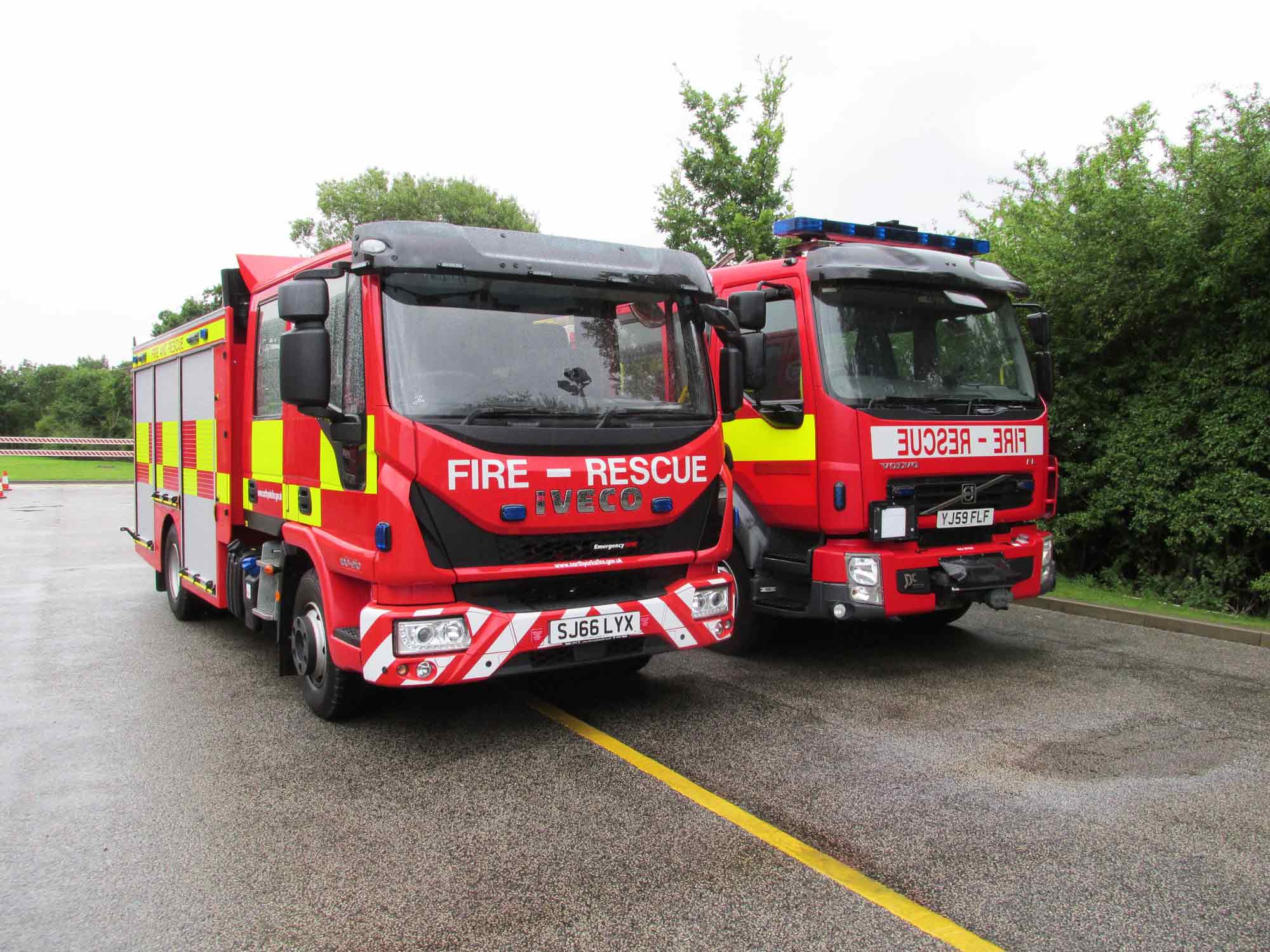 TRV and fire engine 001- show TRV (left) and a standard fire engine (right)