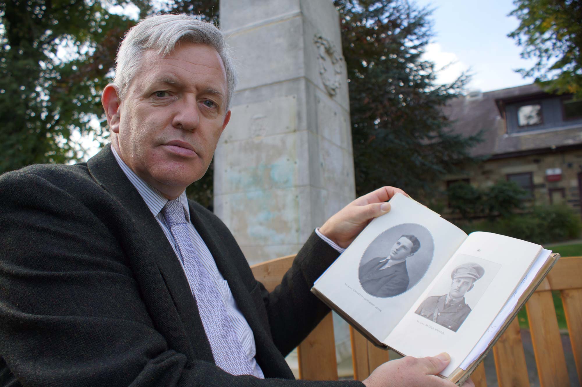 We Shall Remember Them! Ashville College archivist Andi Barker at the school’s war memorial