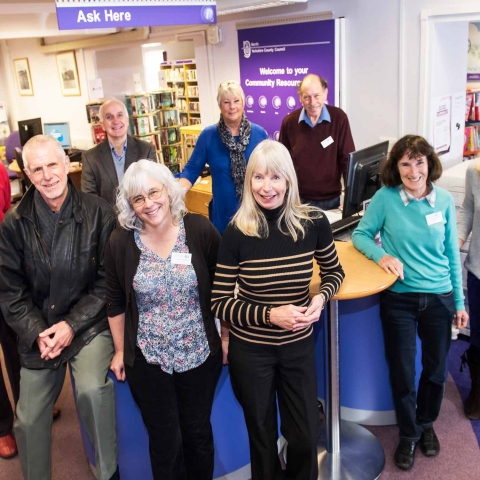 Boroughbridge Area Community Library Association members at Boroughbridge Library, back row from left Nic Holmes, Judith Burton and Mike Collins; front row from left Jane Barber, John Helliwell, Helen Chester, Bev Jones, Sue Nash and Diana Holmes