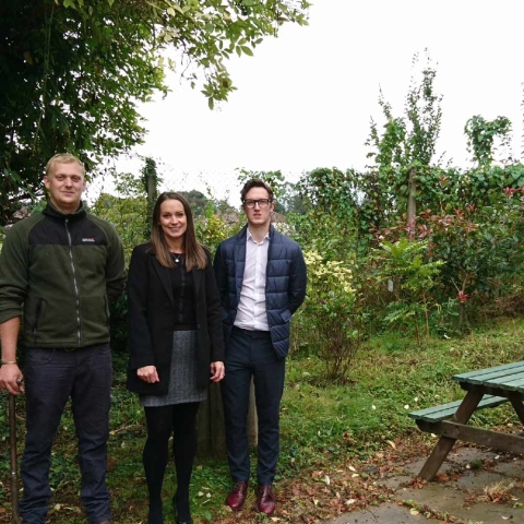 Cultivating a new partnership ...(from left) Nick Palmer, from The Garden Keeper; Linley & Simpson's Emily Wilkinson; and Martin House maintenance manager Matthew Ward