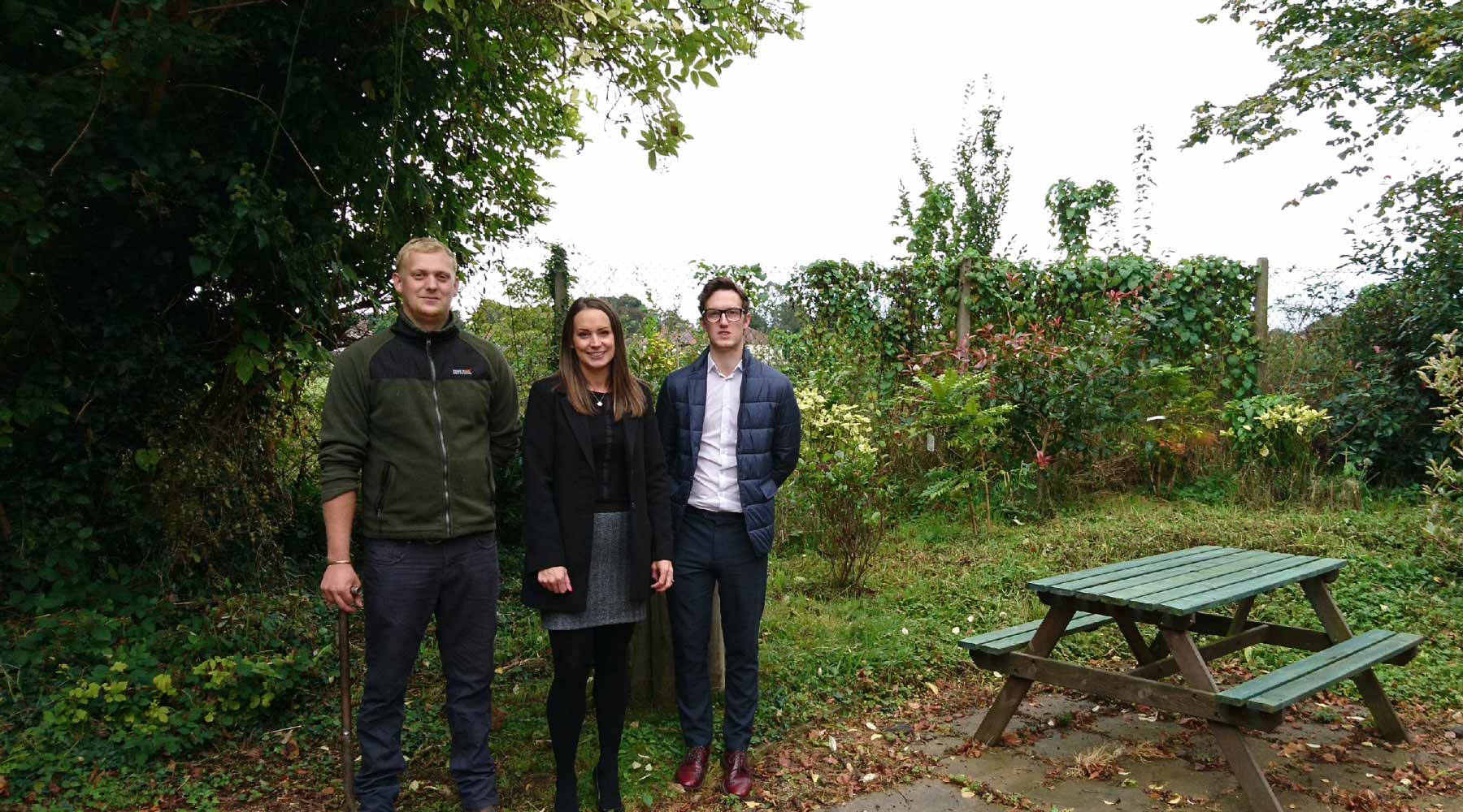 Cultivating a new partnership ...(from left) Nick Palmer, from The Garden Keeper; Linley & Simpson's Emily Wilkinson; and Martin House maintenance manager Matthew Ward
