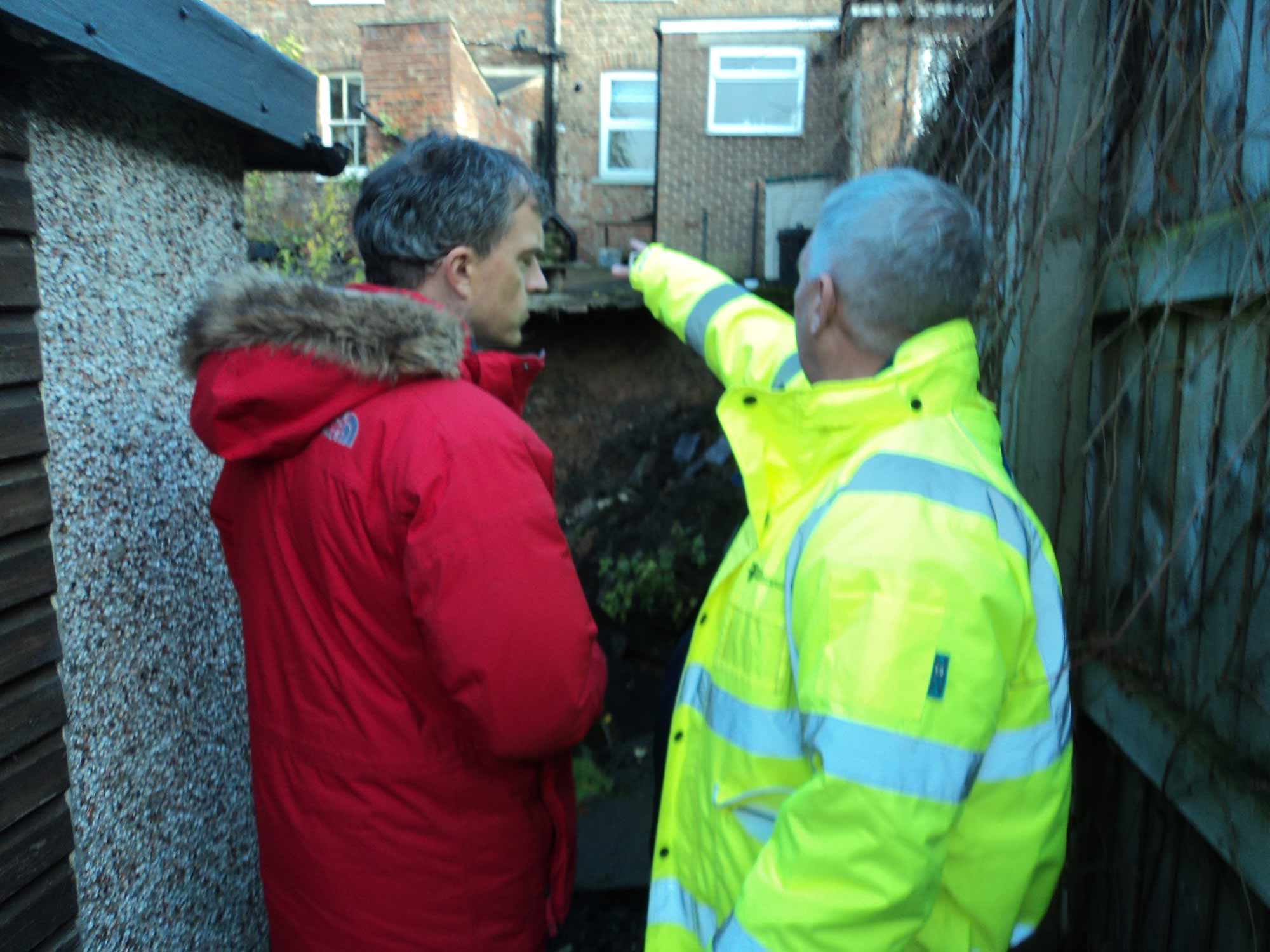 Julian Smith MP at the scene of the sinkhole