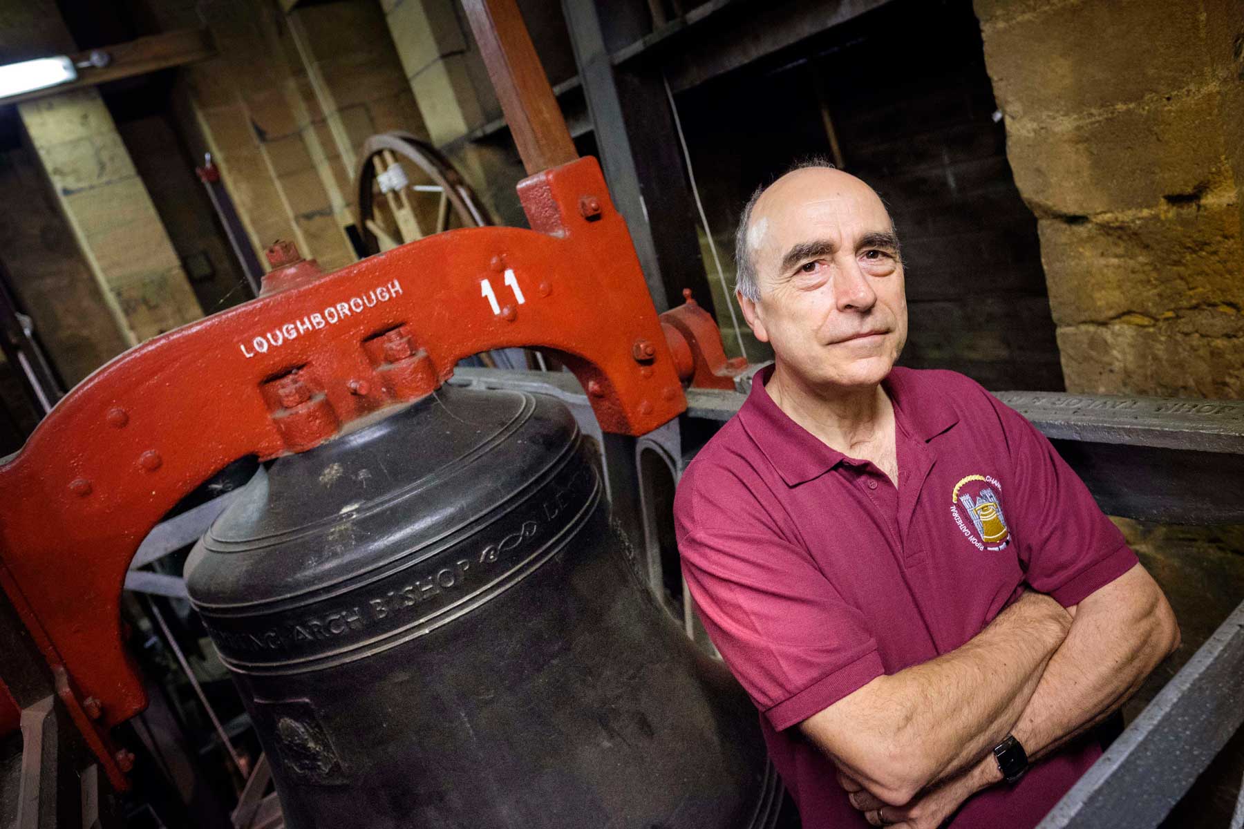 Robert Wood in the bell tower at Ripon Cathedral where he is a regular bell ringer