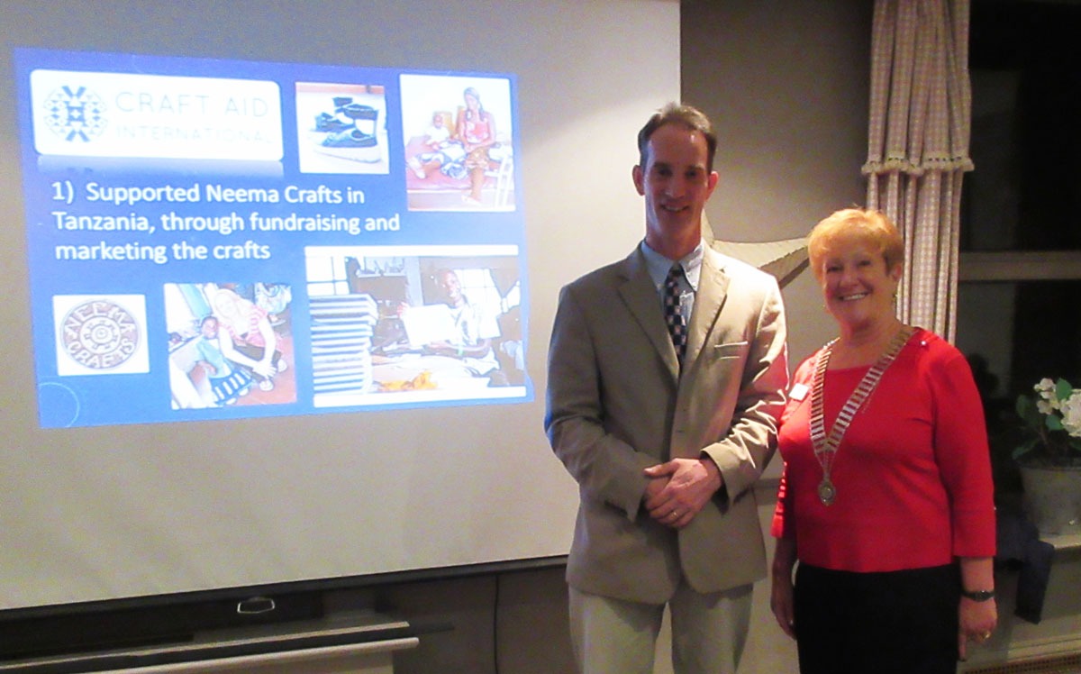 Andy Hart with Pat Shore, President, Soroptimist International of Harrogate and District