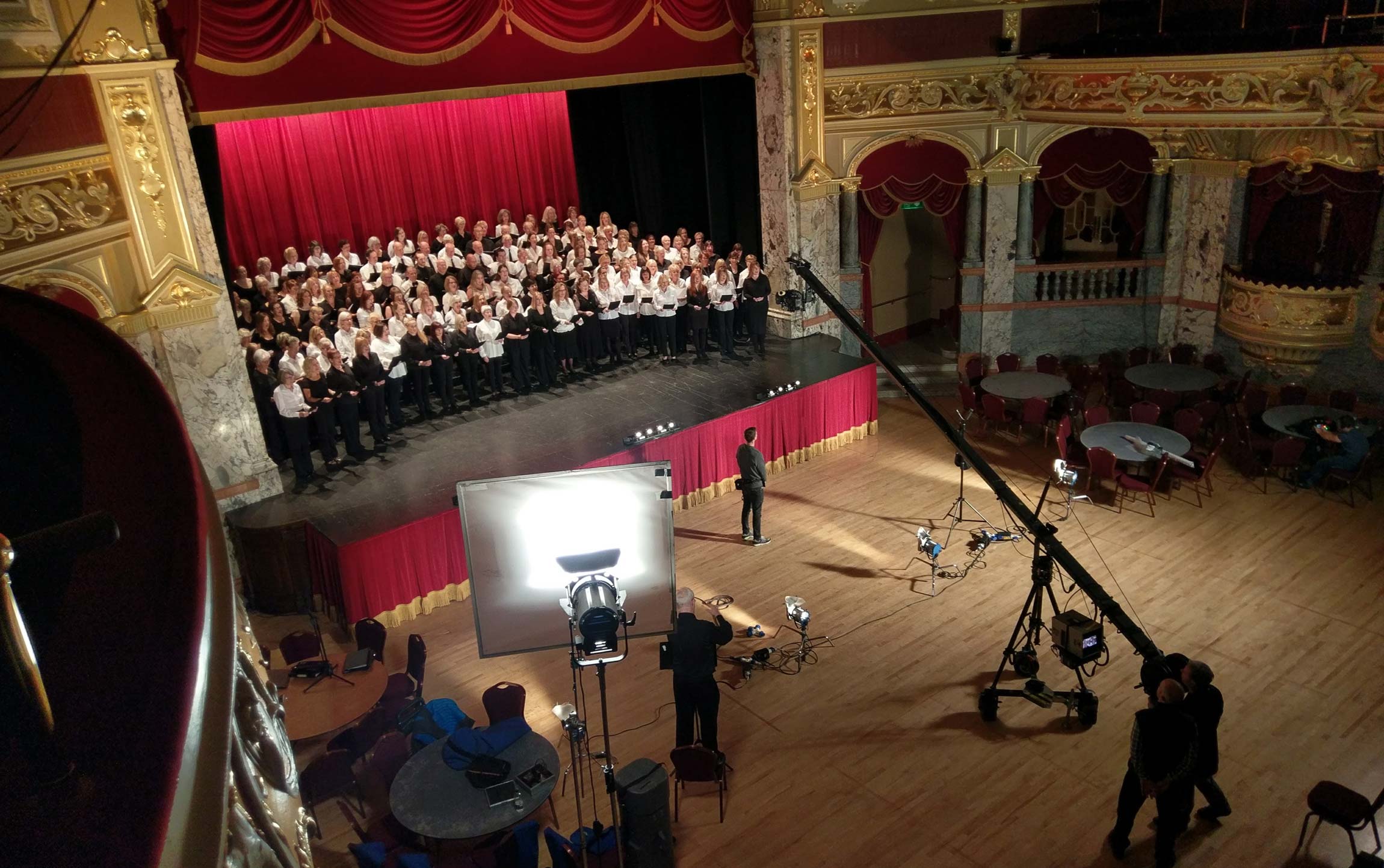 Singers from around Harrogate will play a starring role in this year's festive advert for Toys R Us, filmed at the Royal Hall