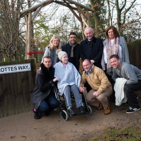 Back row. Linda Middleton, Chris Kamara, Carl Hopkins, Wendy McLorg Front row, Tom Anderson, Charlotte Whittaker, John Middleton, James Whittaker