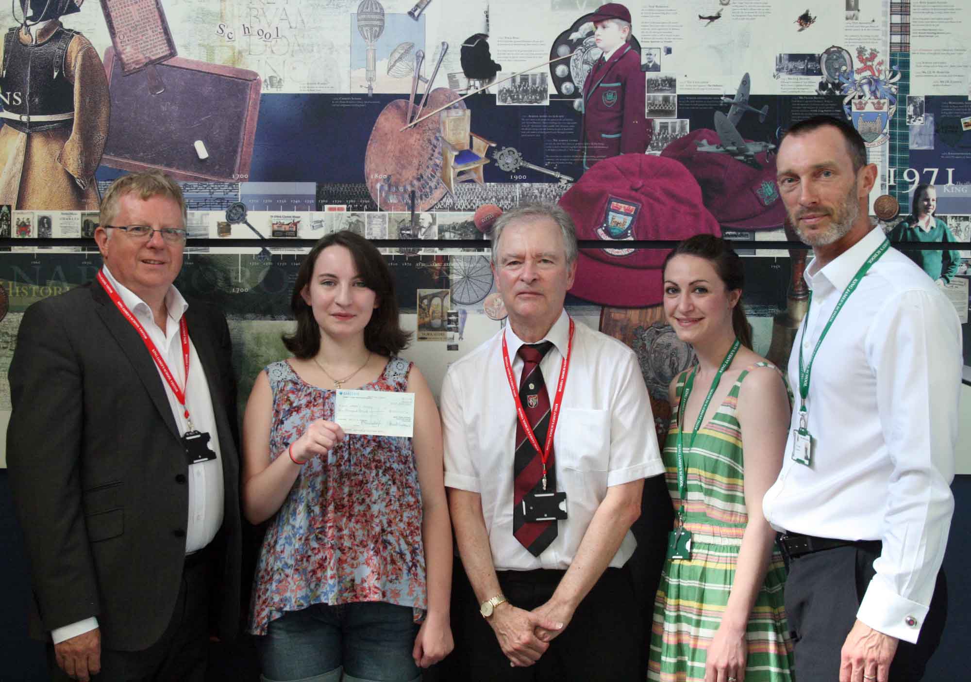 Musical Youths! Pictured from left are Steve Arthington, Worshipful Master of Forest of Knaresborough Lodge; Marie Quemerais, student; Philip Angel, Forest of Knaresborough Lodge; Rachel Derbyshire, music teacher; and Carl Sugden, King James’s Head Teacher