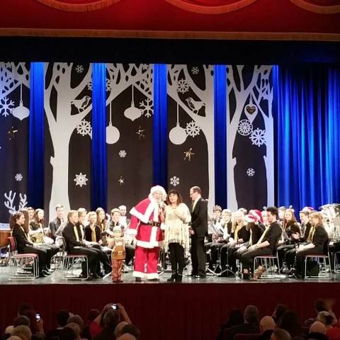 Santa taking time off from his busy schedule at last year’s annual Christmas Eve Carol Concert at the Royal Hall in Harrogate