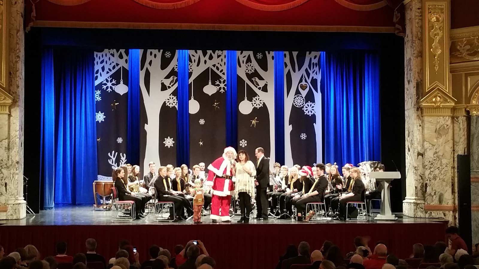 Santa taking time off from his busy schedule at last year’s annual Christmas Eve Carol Concert at the Royal Hall in Harrogate