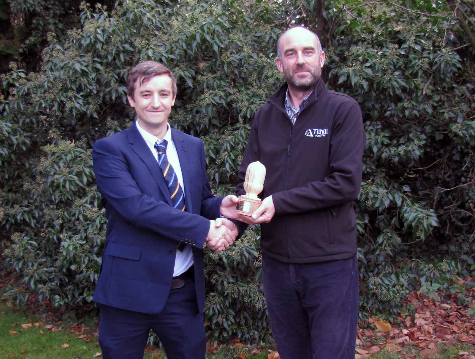Robin Williams, 31, from Harrogate (North Yorkshire) with Tilhill Forestry District Manager Stuart Pearson
