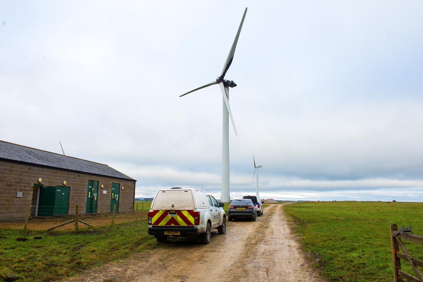 The wind turbine on the day after the fire