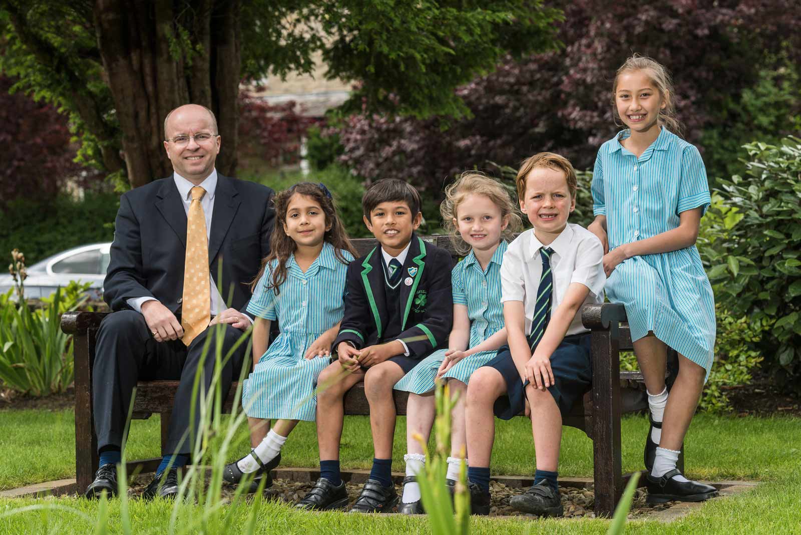 Highfield Prep School pupils with Mr Savile, Head Teacher