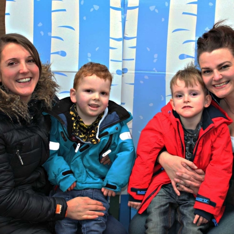 L-R Sarah Williams, Felix, Oscar Day and Caroline Day
