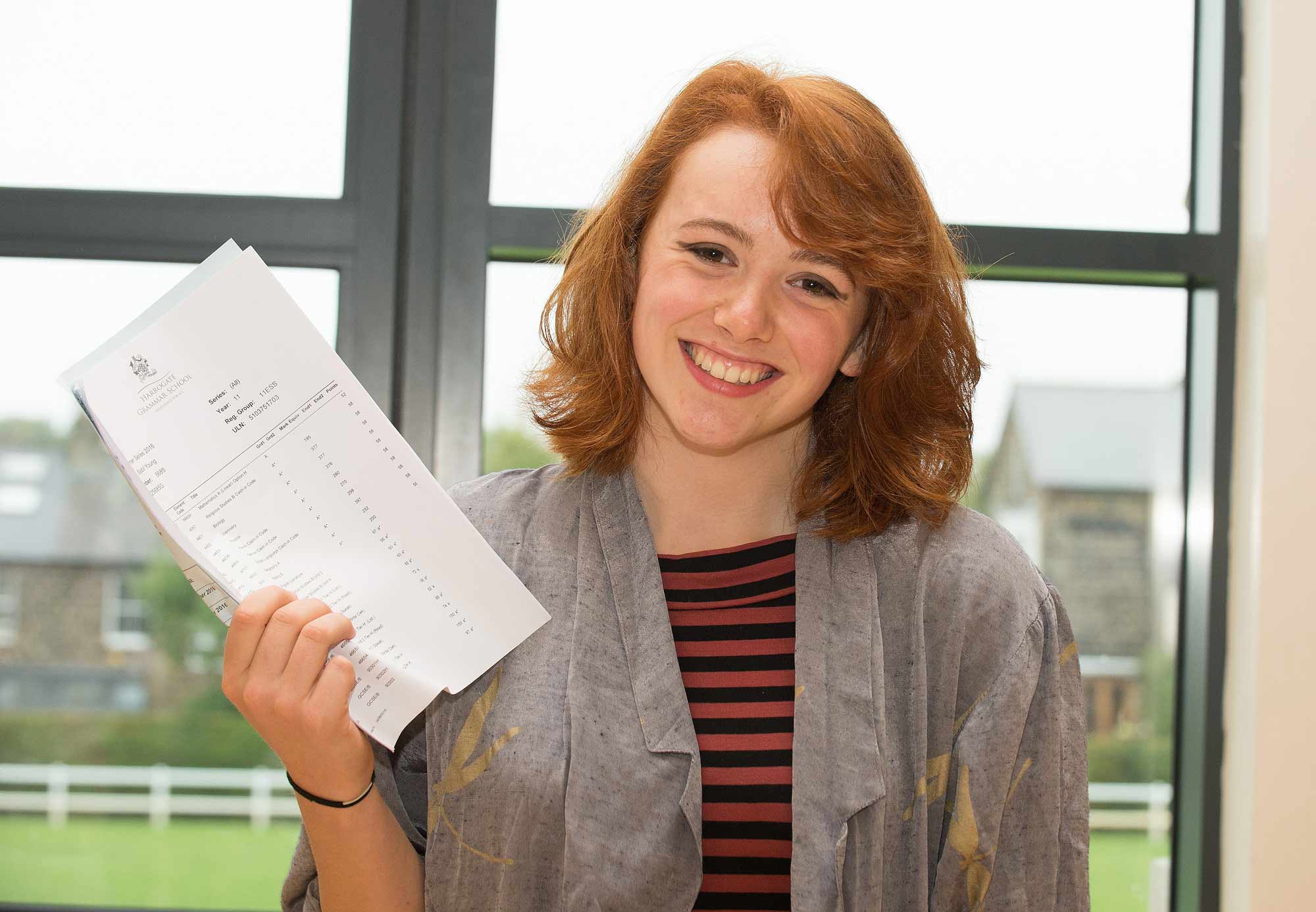 Year 11 student, Ellen Young receiving her GCSE results in 2016