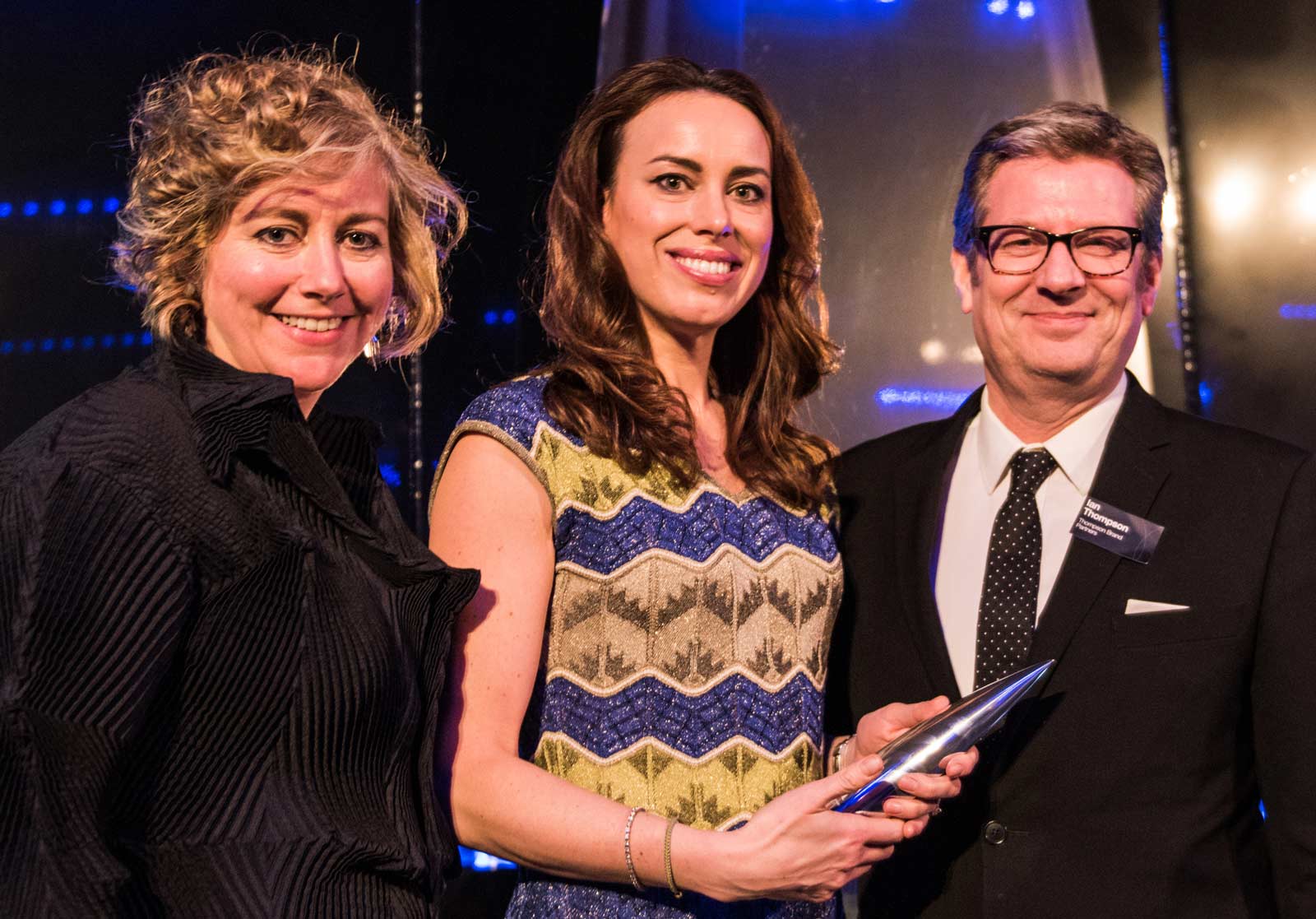 Harrogate Water marketing manager Nicky Cain, centre, with Ian Thompson of Thompson Design Partners and DBA chief executive Deborah Dawton