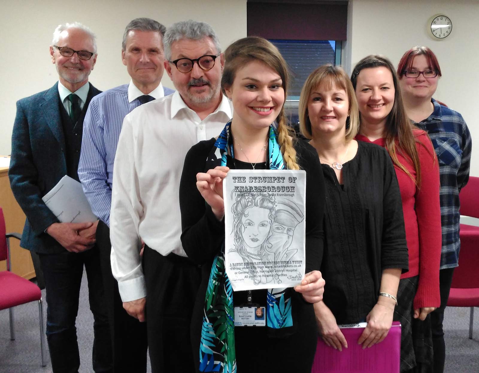 (L to R) Some of the cast of the Strumpet of Knaresborough: David Hoskins, Andrew Forsyth, Carl Gray, Helen Ratcliffe, Amanda Gillespie, Julia Bullock and Pam Blythe