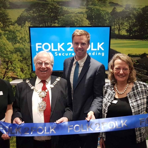 (Sara Clark (Harrogate Branch anager), Nick Brown (Harrogate Mayor), Louis Mathers (Folk2Folk Co-founder), Jane Dumeresque (folk2Folk CEO)