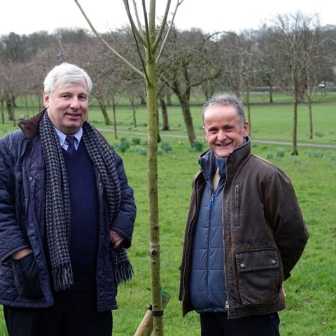 Tree-mendous Effort! Harrogate Borough Council’s assistant arboriculture manager, Alan Gilleard, right, with the 50th tree funded by Harrogate resident Guy Tweedy