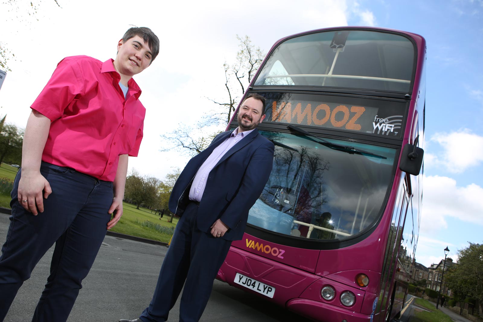 Rebecca Burnett with Transdev Blazefield CEO Alex Hornby