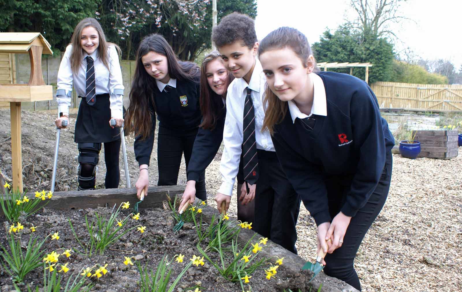Students are working with the community to create a sensory garden at Rossett School
