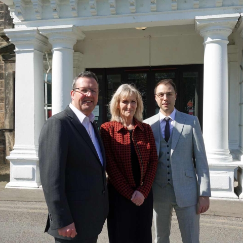 Disability Action Yorkshire Chief Executive Jackie Snape (centre) with Disability Action Yorkshire’s Operations Manager, David Ashton-Jones (right) and Cedar Court Hotel General Manger Simon Cotton