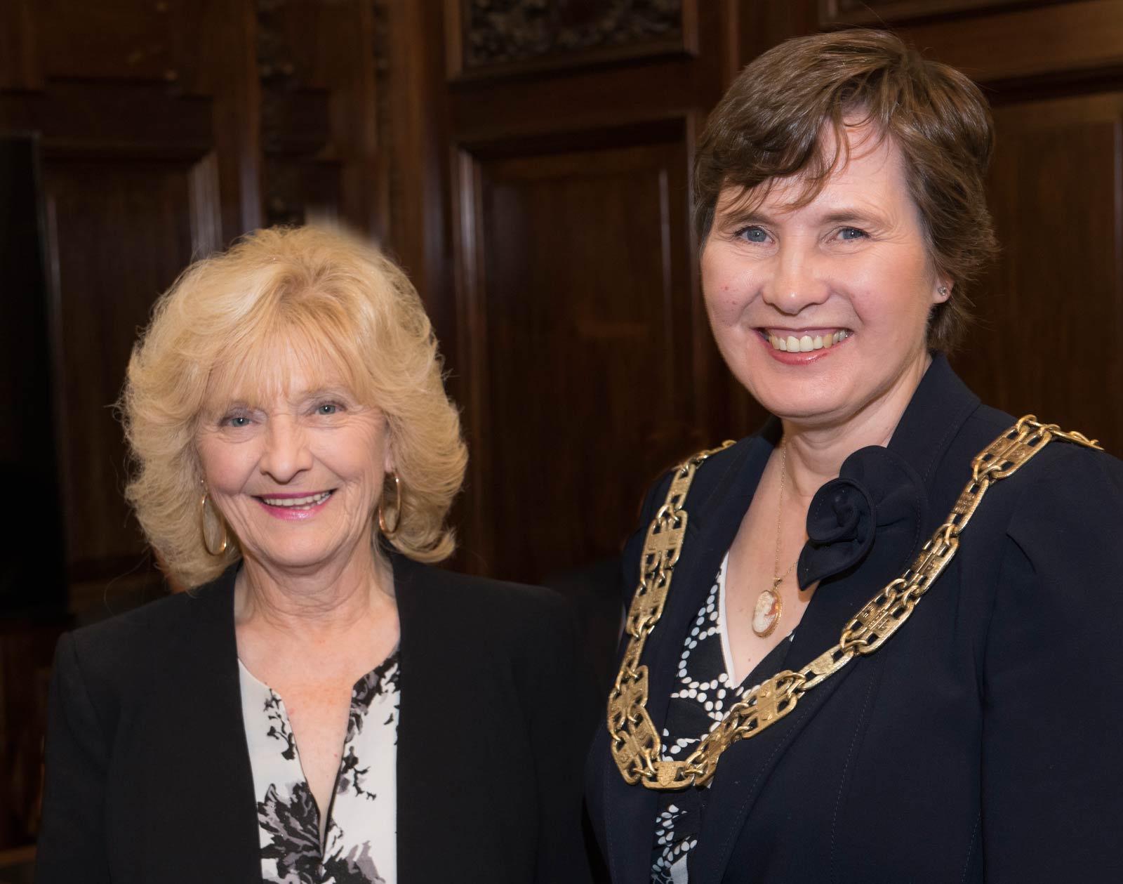 Cllr Helen Swiers, North Yorkshire County Council’s new chair (right), with the outgoing chair Cllr Val Arnold