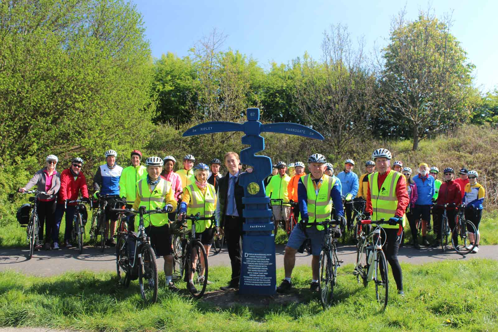 (left-right): Background: Cyclist from the Wheel Easy Cycling Club. Foreground: Malcolm & Gia Margolis from Wheel Easy Cycling Club / Sustrans Rangers, Andrew Norman Harrogate Borough Council’s Transport Projects Officer, Kevin Douglas, Martin Weeks (both Harrogate District Cycle Action).