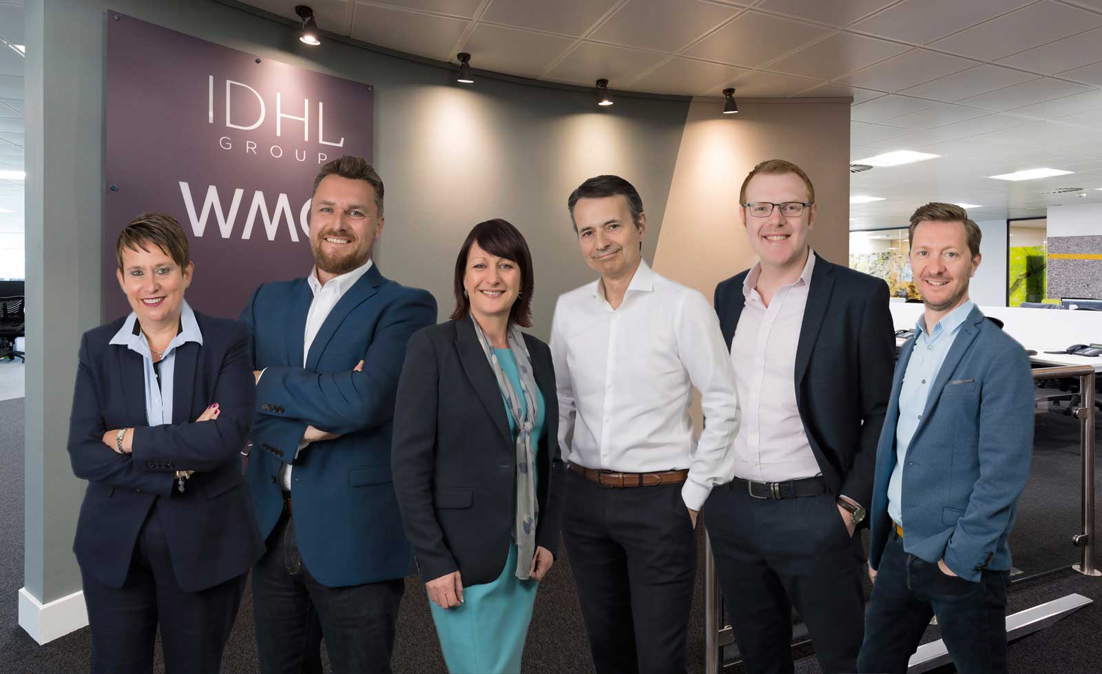 (from L to R) the IDHL Group Management - Julie Wood, Director of Sales Operations; Dean Skidmore, Director of Ingenuity Capital; Lisa Higham, Group Finance Director; Dennis Engel, Chief Executive; Richard Ellis, Director of Paid Media at WMG and Ian Lloyd, Director of Digital Operations at WMG. 