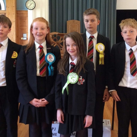 Political party candidates (L-R) Reuben Aston, Stephanie Lewis, Scarlett McIlwraith, Tom Owen and Oscar Dunn.