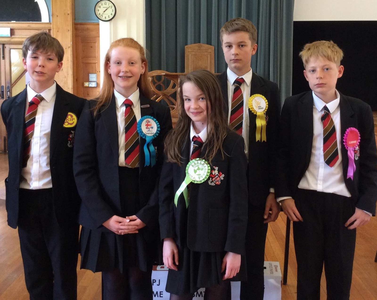 Political party candidates (L-R) Reuben Aston, Stephanie Lewis, Scarlett McIlwraith, Tom Owen and Oscar Dunn.