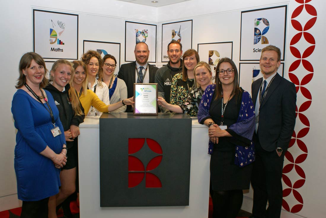 Rossett School in Harrogate has been recognised for its continued professional development. Pictured are CRC (Collaborative Research Communities) leaders and assistant headteacher Andy Norrington with the award